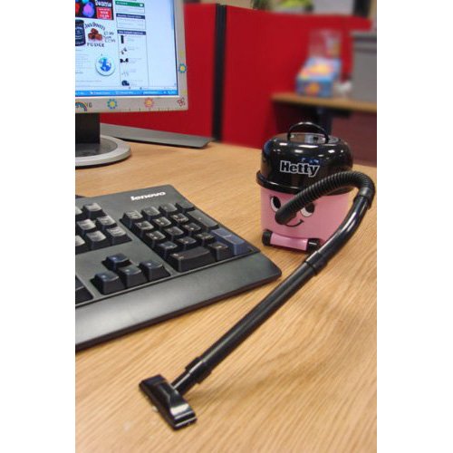 Paladone Hetty Hoover Desk Vacuum - Officially Licensed Henry Hoover, Pink Mini Cordless Cleaner 2