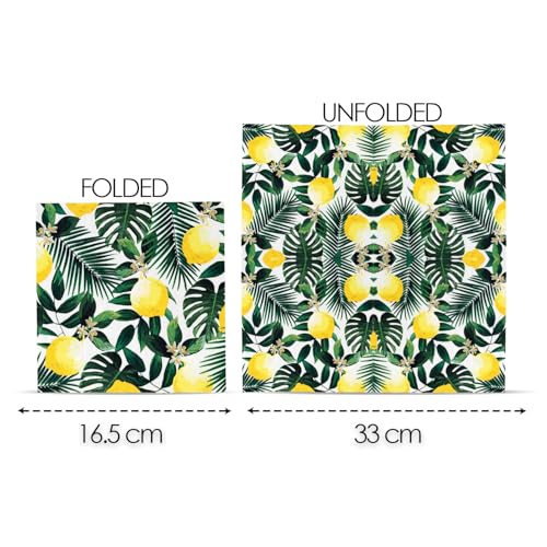 Talking Tables Pack of 20 Lemon Paper Napkins | 33cm x 33cm Tropical Serviettes for Summer Parties 4