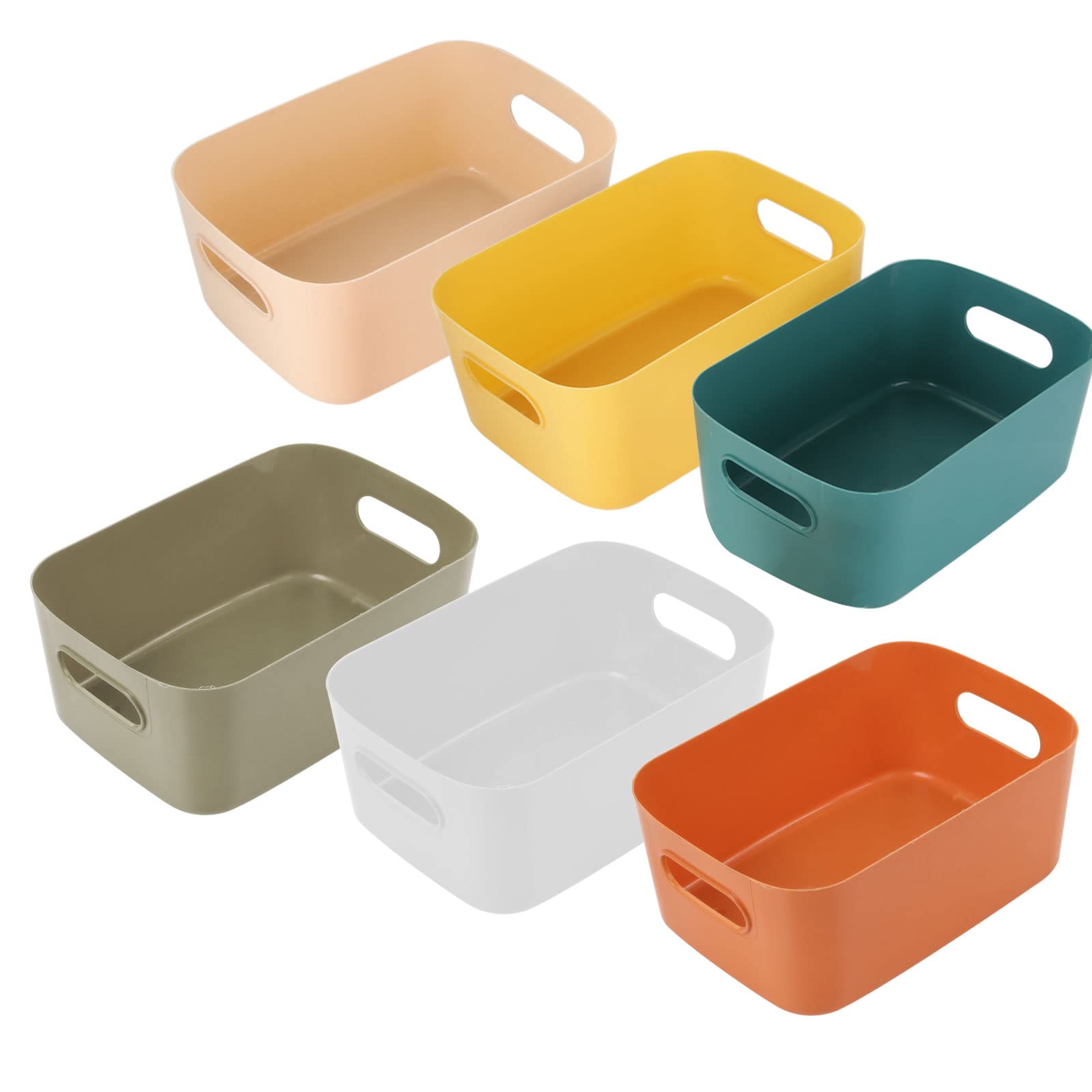 ASelected 6 Pcs Plastic Storage Boxes - Multiple Colors, PP Material, 24 x 16 x 9 cm