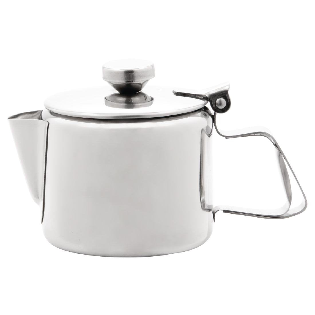 Olympia Stainless Steel Teapot - 10 oz Capacity | High Polish Mirror Finish | Cool-Touch Handle