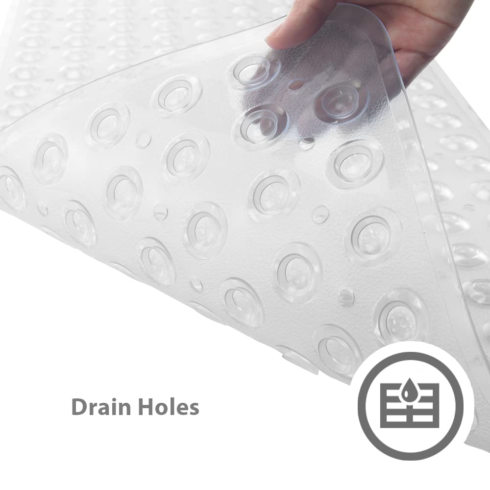 ANSIO Long PVC Non-Slip Shower Mat with Drain Holes | Anti Mould | Clear | 102 x 40cm 5