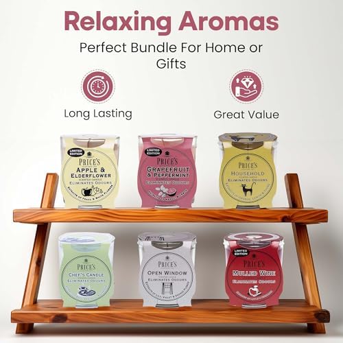 Price's Patent Candles Scented Glass Jar Candle Set - 6 Random Mix Scents | 200g Each 6