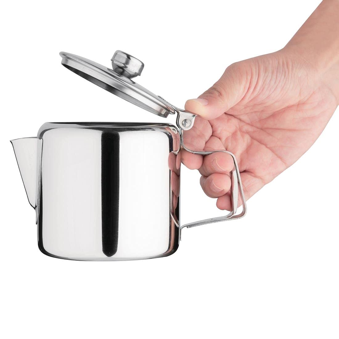 Olympia Concorde Kyusu Teapot - Stainless Steel, 410ml (14oz) Capacity, Silver Finish