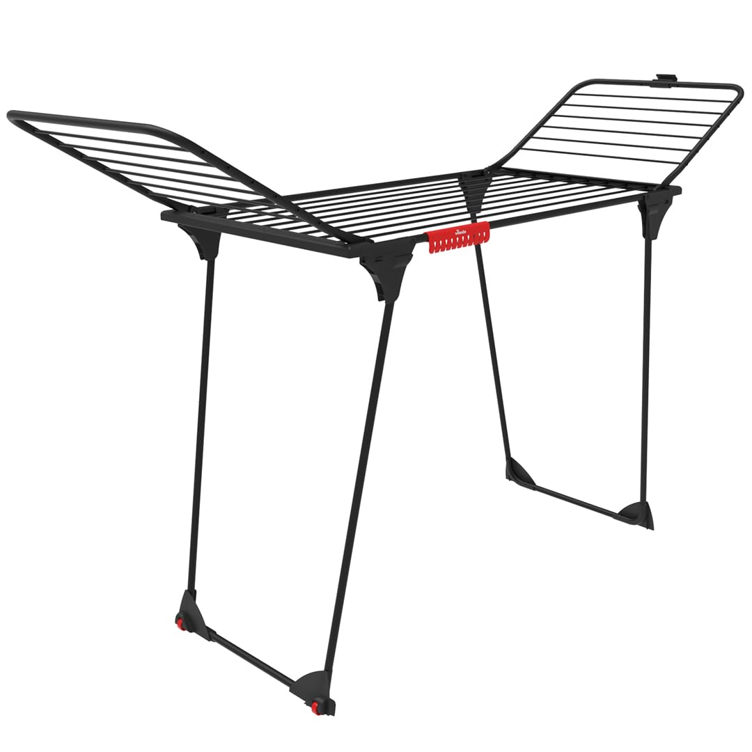 Vileda King Ultimate Indoor Clothes Airer - 20m Drying Length | Foldable Steel Frame | Black 1