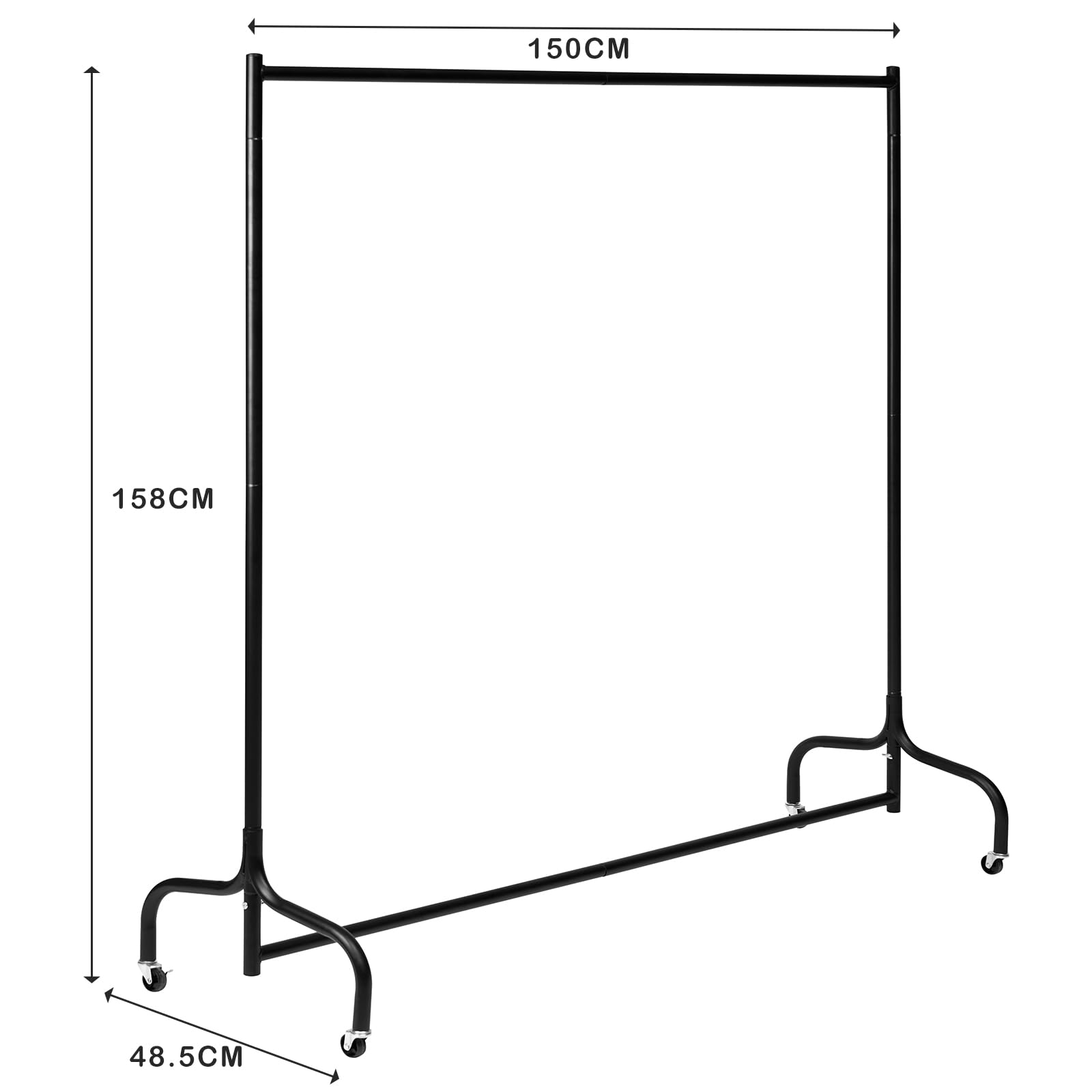 Vivo Technologies 5ft Heavy Duty Metal Clothes Rail | Portable & Collapsible | Black 7
