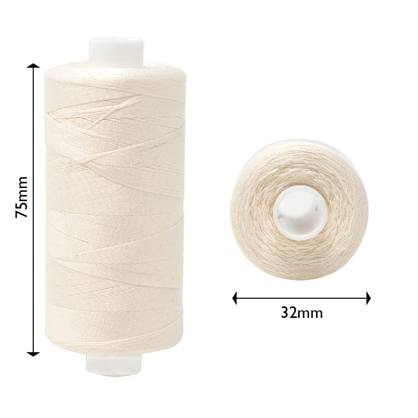 KORBOND 1000m Polyester Sewing Thread - Extra Strong, Colour Fast | Cream