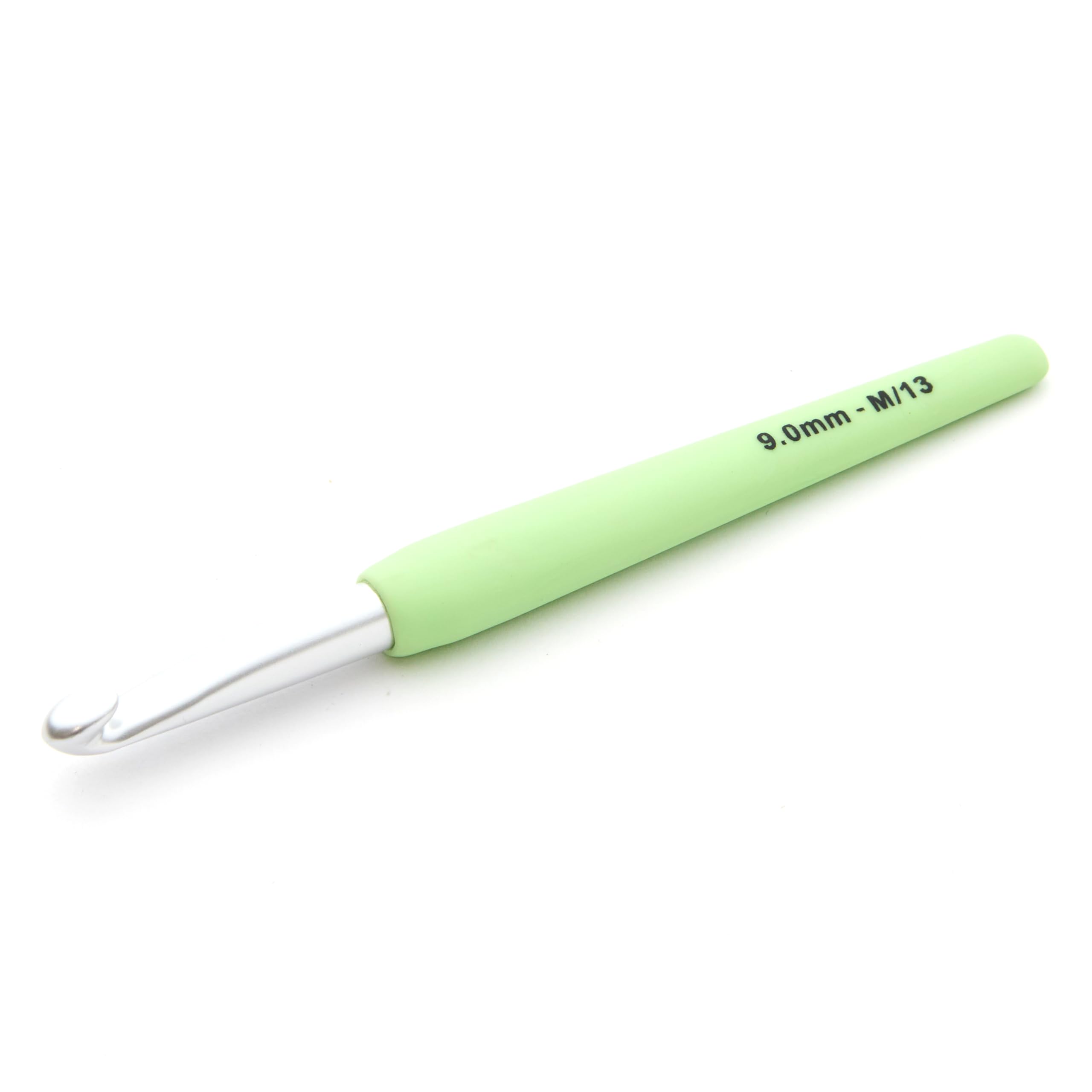 KnitPro Waves 2.0 Crochet Hook - 9mm | Ergonomic Rubber Handle | Lightweight Aluminium 1