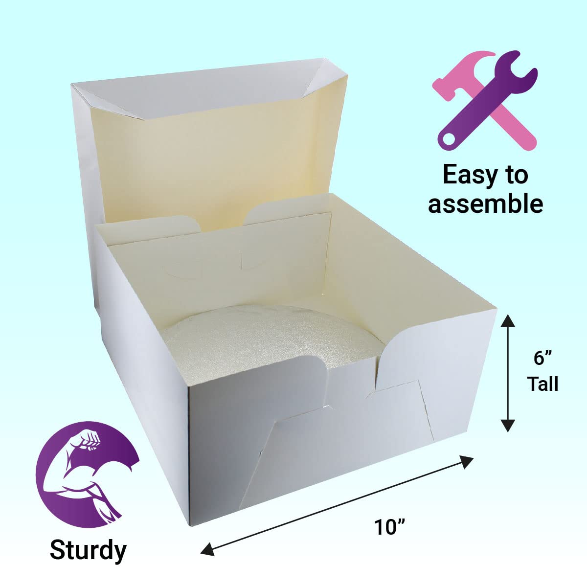 Culpitt 10' Round Silver Cake Drum Board & White Cake Box Combo | Sturdy Support 2