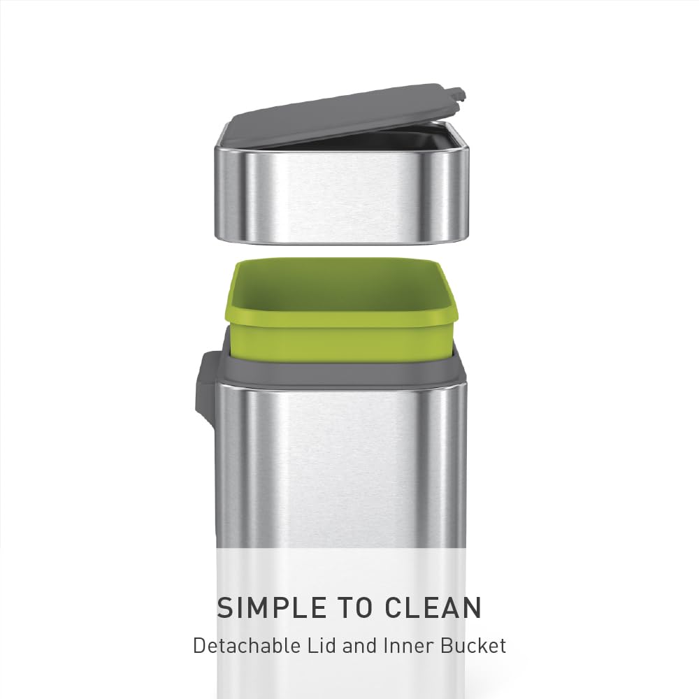 simplehuman CW1645 4L Indoor Countertop Compost Caddy | Brushed Stainless Steel | Magnetic Docking 5