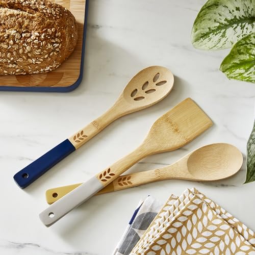 Cooksmart Bauhaus Geo Bamboo Wooden Spoon Set of 3 | Eco-Friendly & Safe for Non-Stick Cookware 3