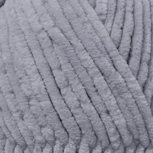Utopia Crafts Velvet Lux Chenille Chunky Yarn - Super Soft Polyester for Knitting & Crochet | 100g Grey 2