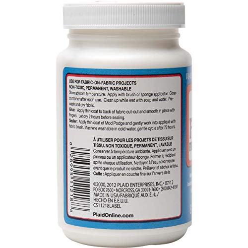 Mod Podge CS11218 Fabric Embellishment Glue - 8 oz Gloss Finish | Machine Washable 8