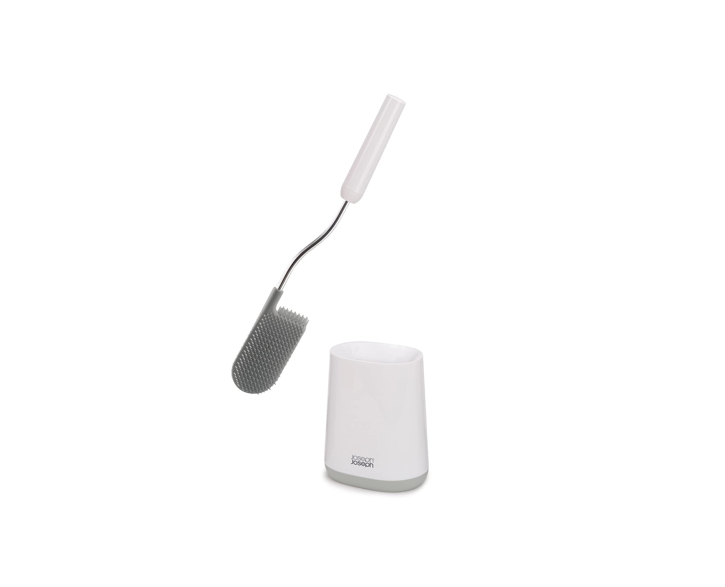 Joseph Joseph Flex Lite Silicone Toilet Brush with Slimline Holder | Anti-Drip | Deep Clean Head | Grey/White 1
