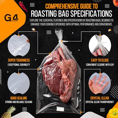 G4GADGET Roasting Bags - Pack of 10 Large Oven & Microwave Safe Bags | Polyester 3
