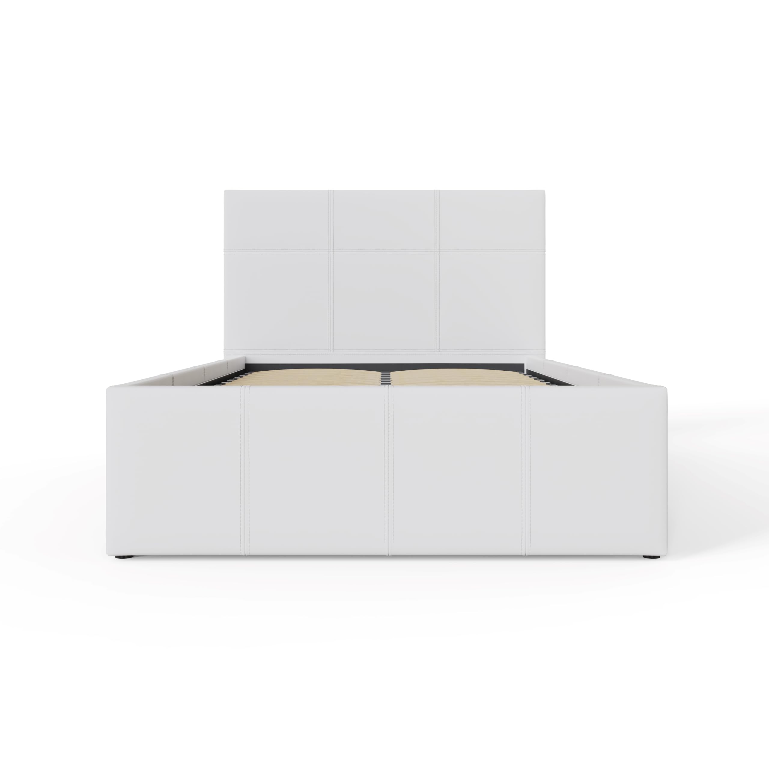 GFW Classic Ottoman Storage Bed - Single Size, White Faux Leather Upholstery | Gas Lift 6