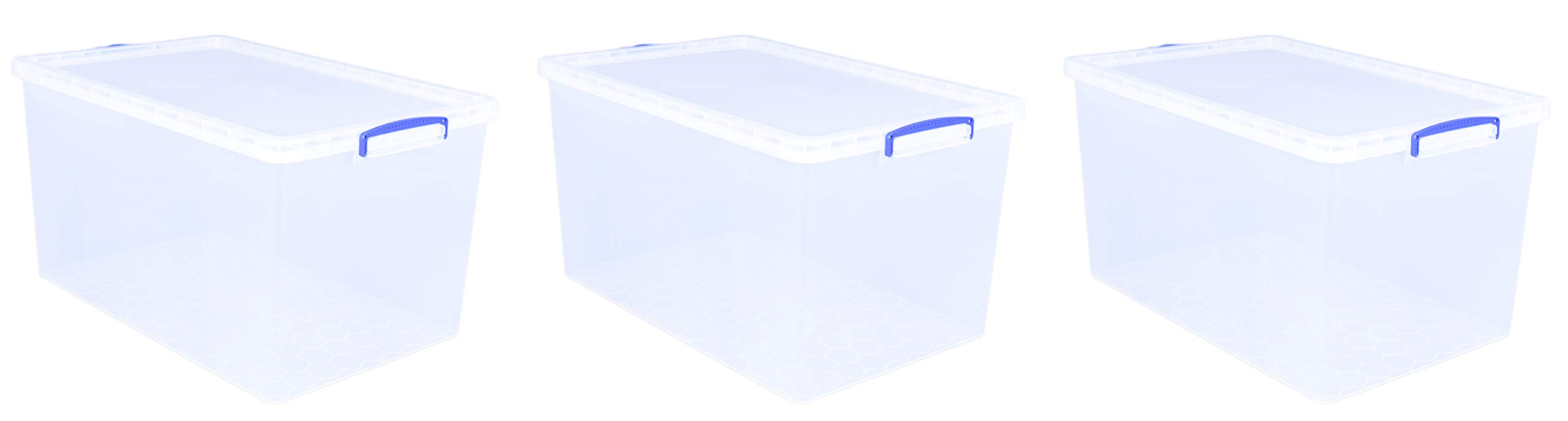 Really Useful Box Nestable Plastic Storage Box - 83 Litre, Clear, Stackable | Pack of 3 3
