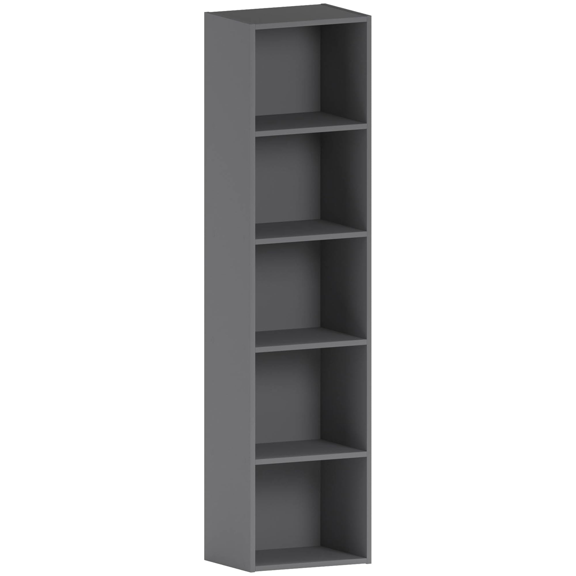 Vida Designs Oxford 5 Tier Cube Bookcase - Grey Wooden Shelving Unit | H 132 x W 32 x D 24 Cm 1