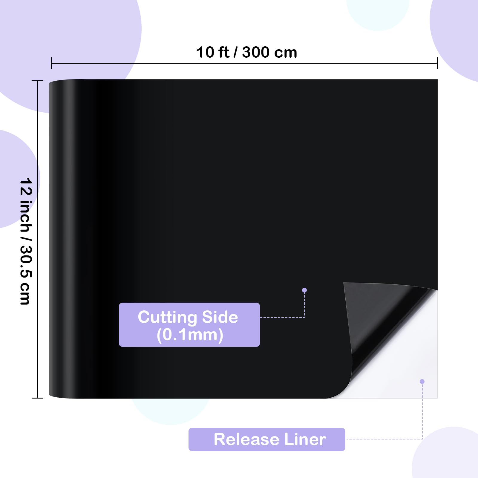 Euqvunn Black Permanent Vinyl Roll - 12' x 10 ft | 0.1 mm Thickness | Weather Resistant 2