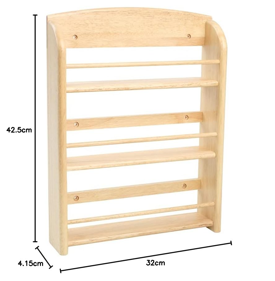 T&G Scimitar Wall Spice Rack | Holds 18 Jars | Hevea Wood | 32 x 7.5 x 41.5 cm 2