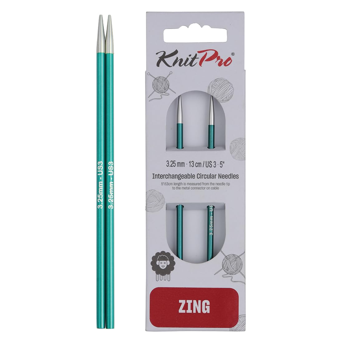KnitPro ZING KP47512 Interchangeable Circular Knitting Needles - 3.25mm Aluminium 1