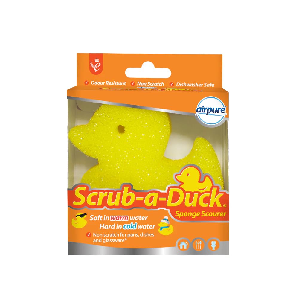 airpure Scrub-a-Duck Sponge Scourer - Odour Resistant | Non Scratch | Dishwasher Safe 1