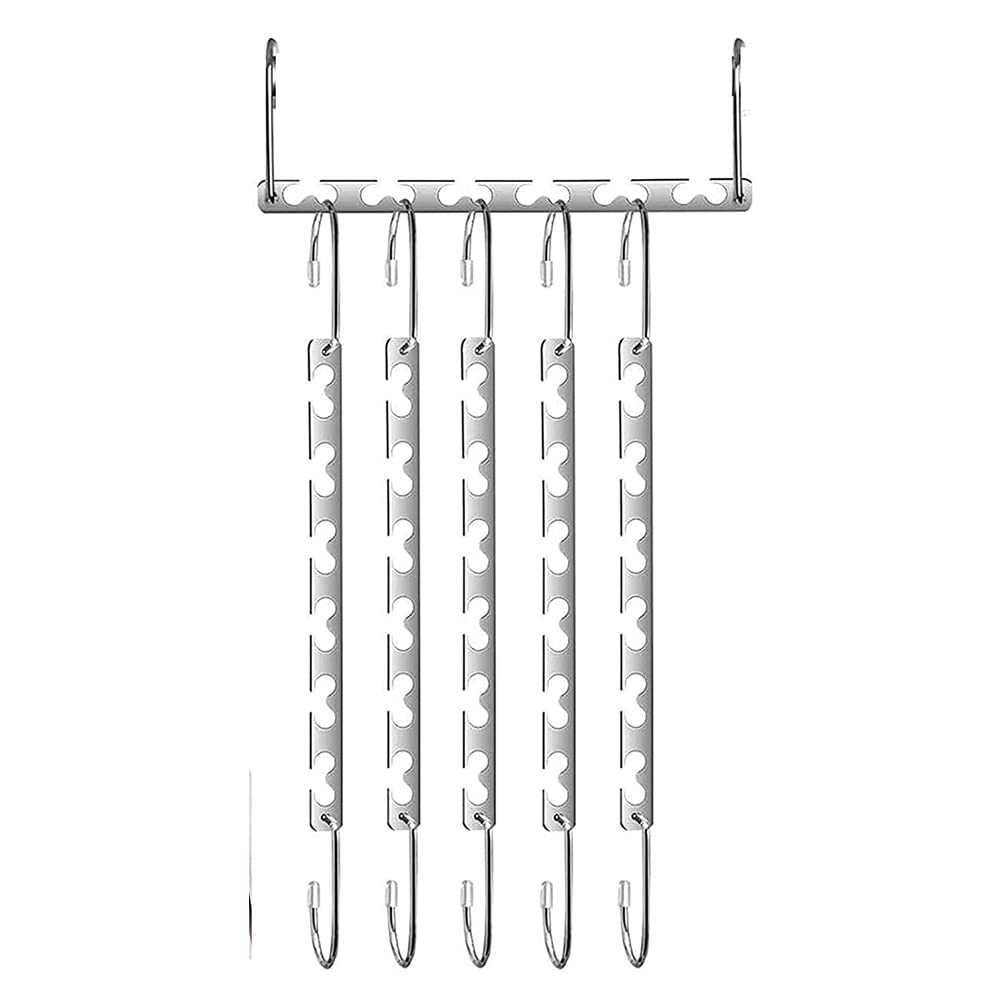 1ABOVE Space Saving Hangers - Heavy Duty Stainless Steel for Wardrobe Organization | 5 Pack 5