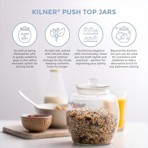 Kilner Universal Jar 2 Litre Glass Food Container with Push-Top Silicone Lid 3