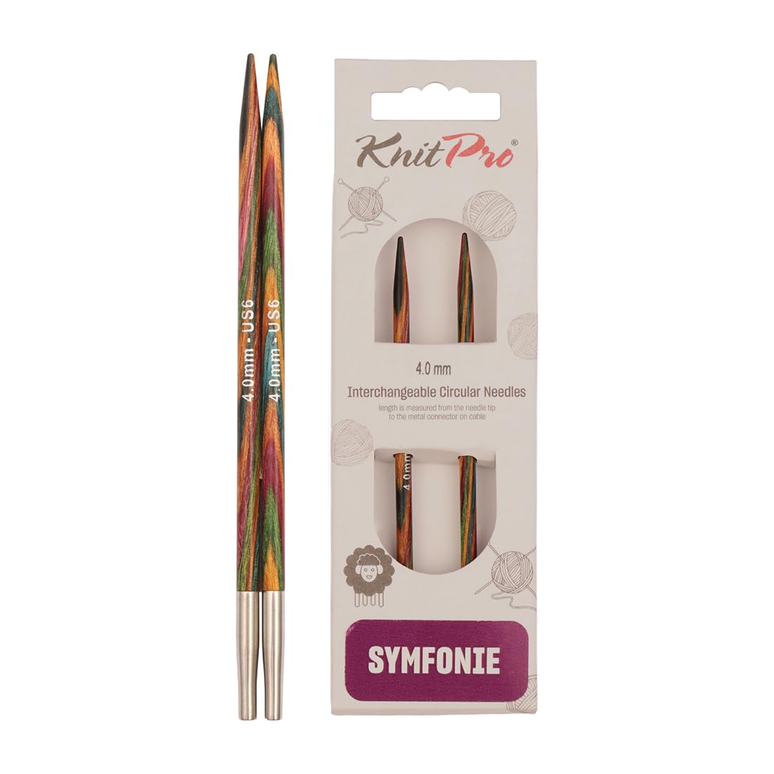 KnitPro Symfonie Interchangeable Circular Needles - 4.00mm | Lightweight Birch Wood | Multicolour 1