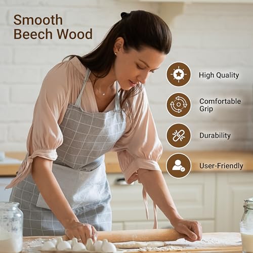 Dexam Beech Rolling Pin - 40cm Length | Premium Wood Construction | Beige 2