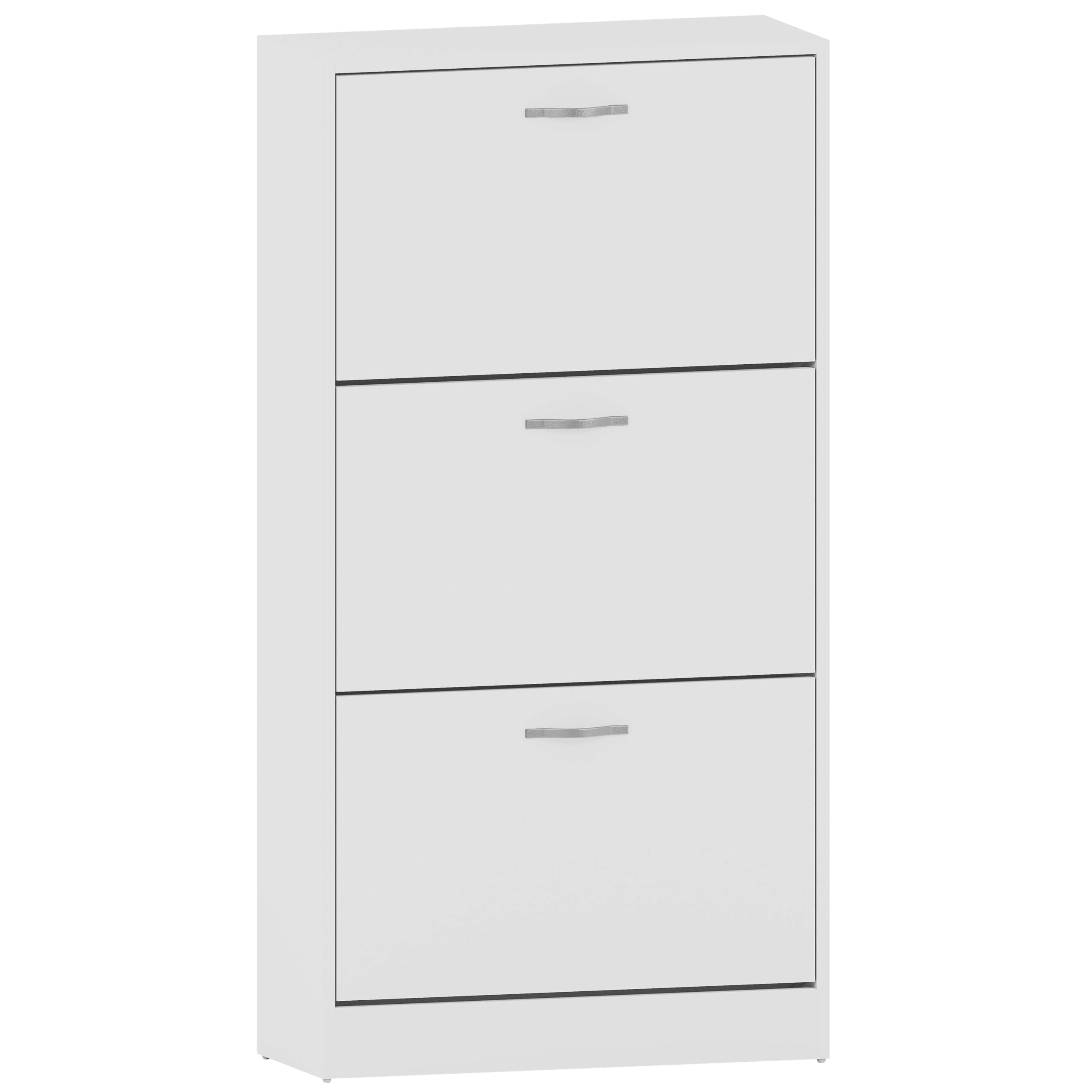 Vida Designs Wooden Shoe Cabinet - 3 Pull-Down Drawers | Slim Entryway Storage | White 1