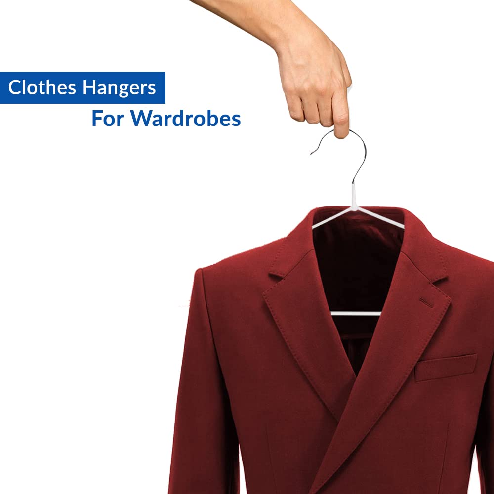 1ABOVE 25 Pack Premium Rubber Coated Metal Coat Hangers - Heavy Duty, Space Saving | Grey 6