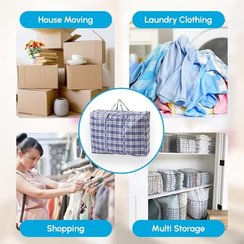 1ABOVE Jumbo Reusable Laundry Bags - 3 Pack, Waterproof with Handles & Zipper | 70x60x28cm 3
