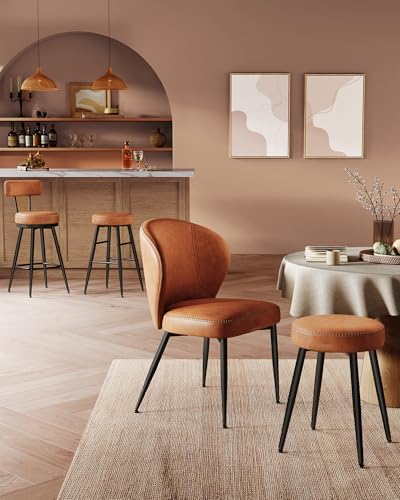 VASAGLE EKHO Collection Bar Stools - Set of 2 Swivel Counter Chairs | Caramel Brown | 57x57x101 cm 10