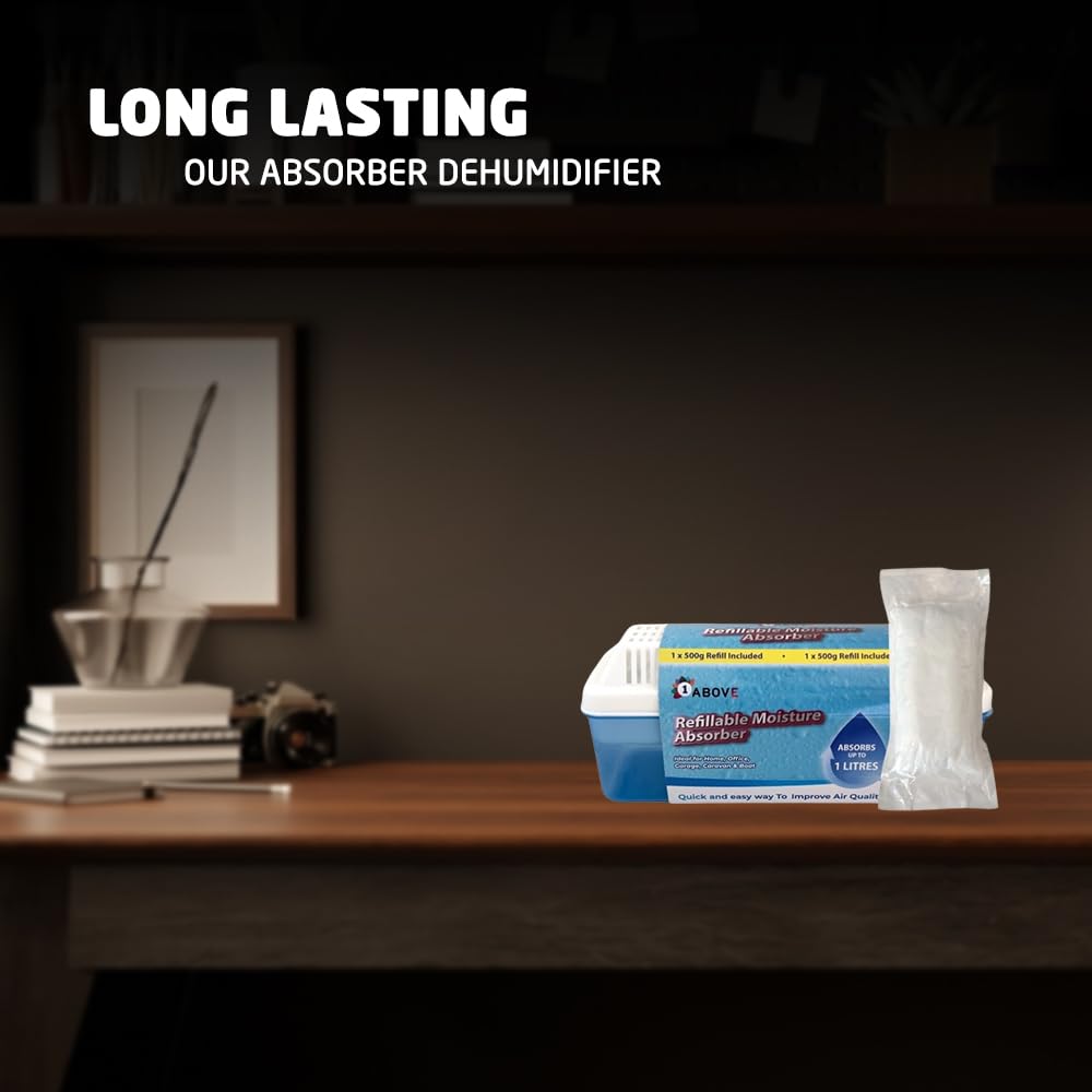 1ABOVE Refillable Moisture Absorber Dehumidifier - 500g Refill Included | 1L Capacity 5
