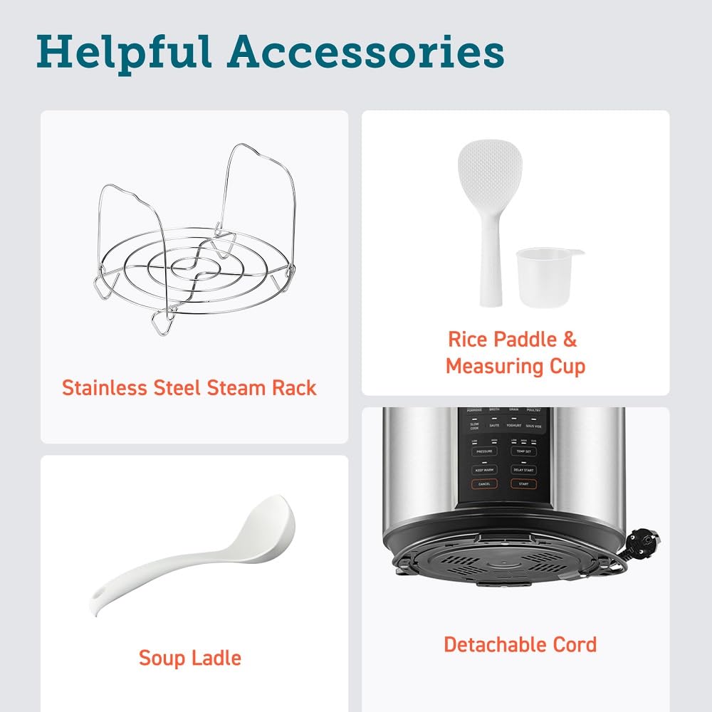 COSORI Electric Pressure Multi Cooker 5.7L - 9-in-1 Functions, Ceramic Non-Stick, Stainless Steel/Black 7