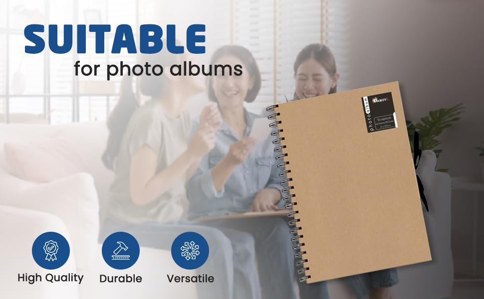 1ABOVE A4 Kraft Scrapbooking Album - Wiro Bound Display Book with Ribbon Fastener | 40 Acid-Free Sheets 3