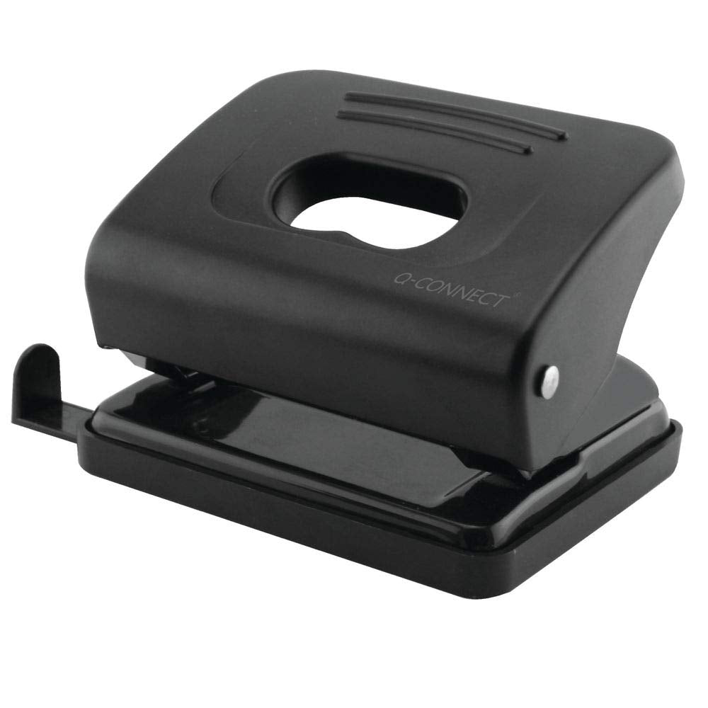 Q-Connect Medium Duty 2-Hole Punch - 20 Sheet Capacity | Black | Comfortable Grip 2