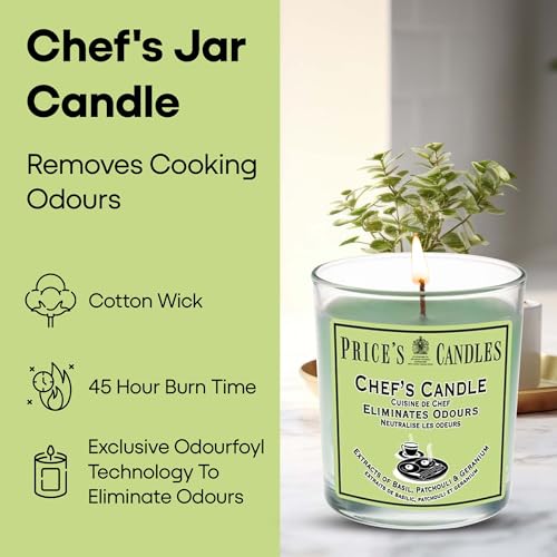 Price's Chef's Jar Odour Eliminating Candle - Basil, Patchouli & Geranium Extracts | 360g Wax 3