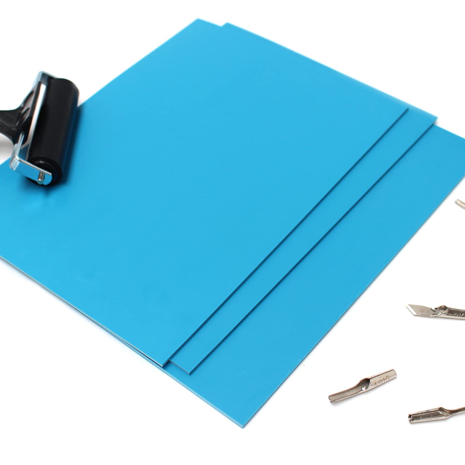 Artway Soft Cut Polymer Relief Printing Sheets - A4 Size, Pack of 3 Blue Sheets 5