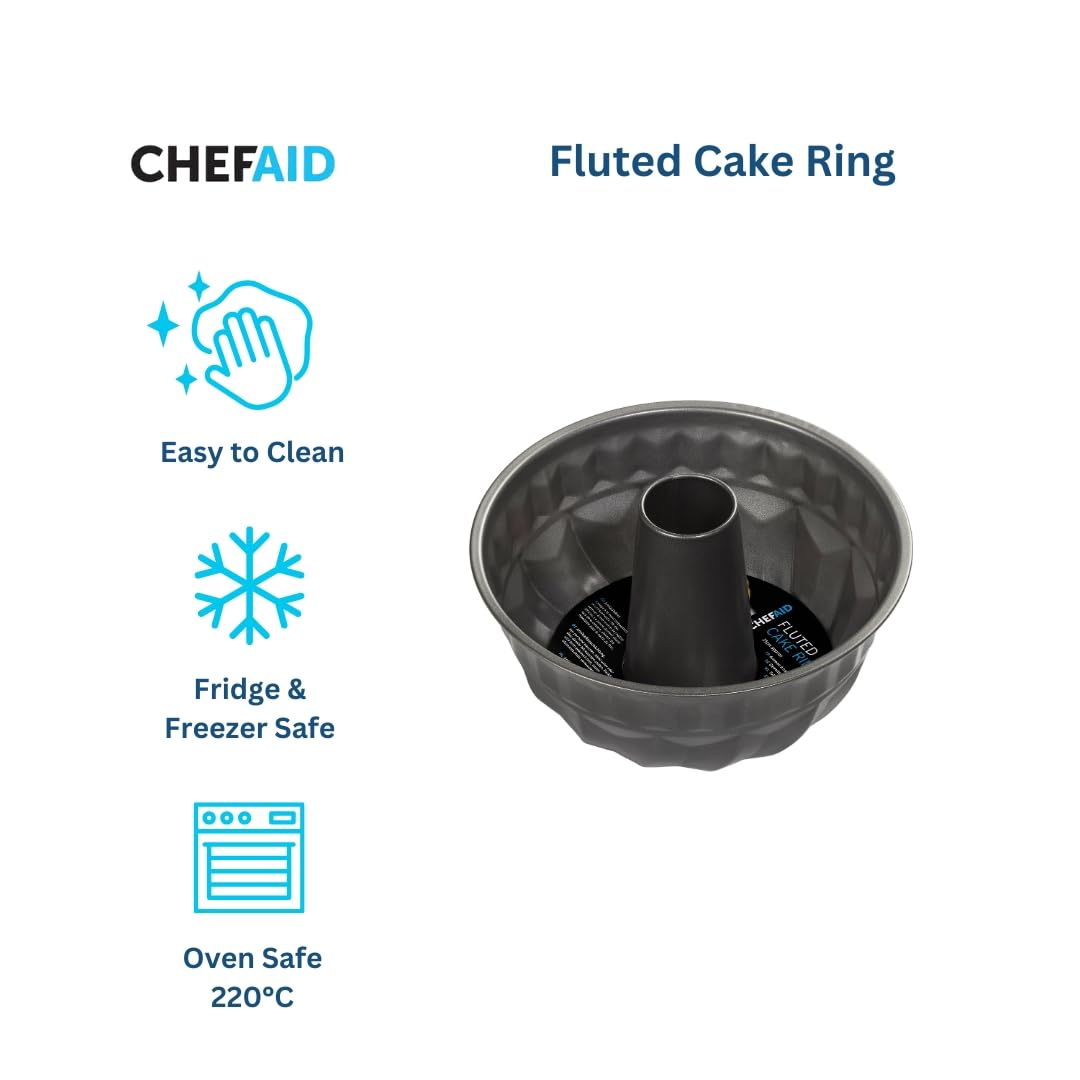 Chef Aid Non-stick Fluted Cake Tin - 22.5 cm Diameter | Steel | Serves 10-12 Portions 3