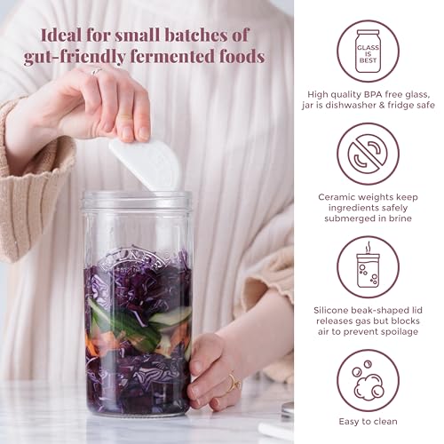 Kilner 1 Litre Fermentation Jar Set - Wide Mouth Glass Jar with Silicone Valve 4