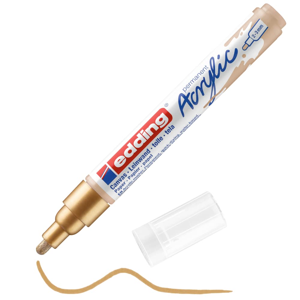 edding 5100 Acrylic Marker Medium - Rich Gold | Waterproof, Permanent, Medium Round Tip 1