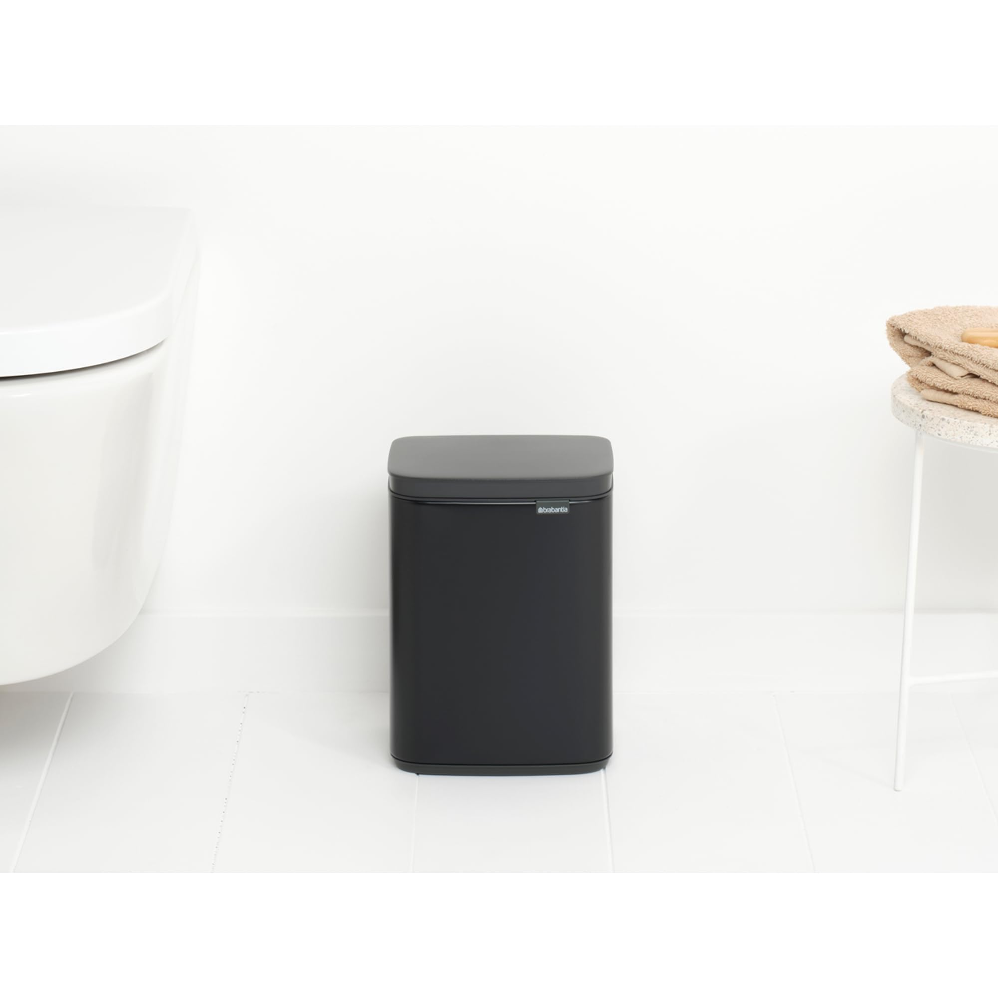 Brabantia Bo Waste Bin - 4L Compact Bathroom Bin | Matt Black | Quiet Close 8