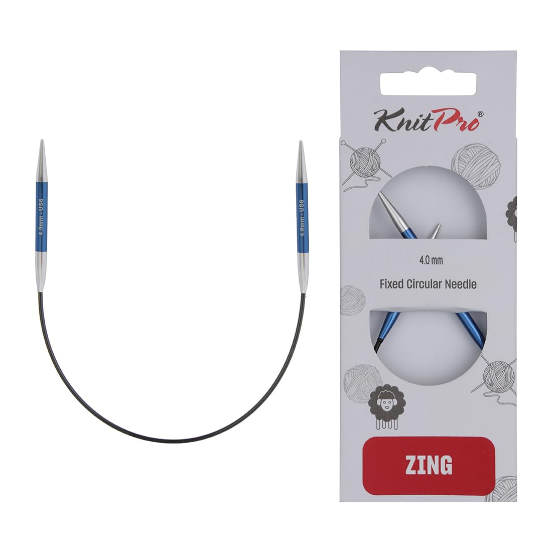 KnitPro Zing Fixed Circular Knitting Needles - 4.00mm (US 6) | 22.5cm Length | Sapphire Aluminium 1