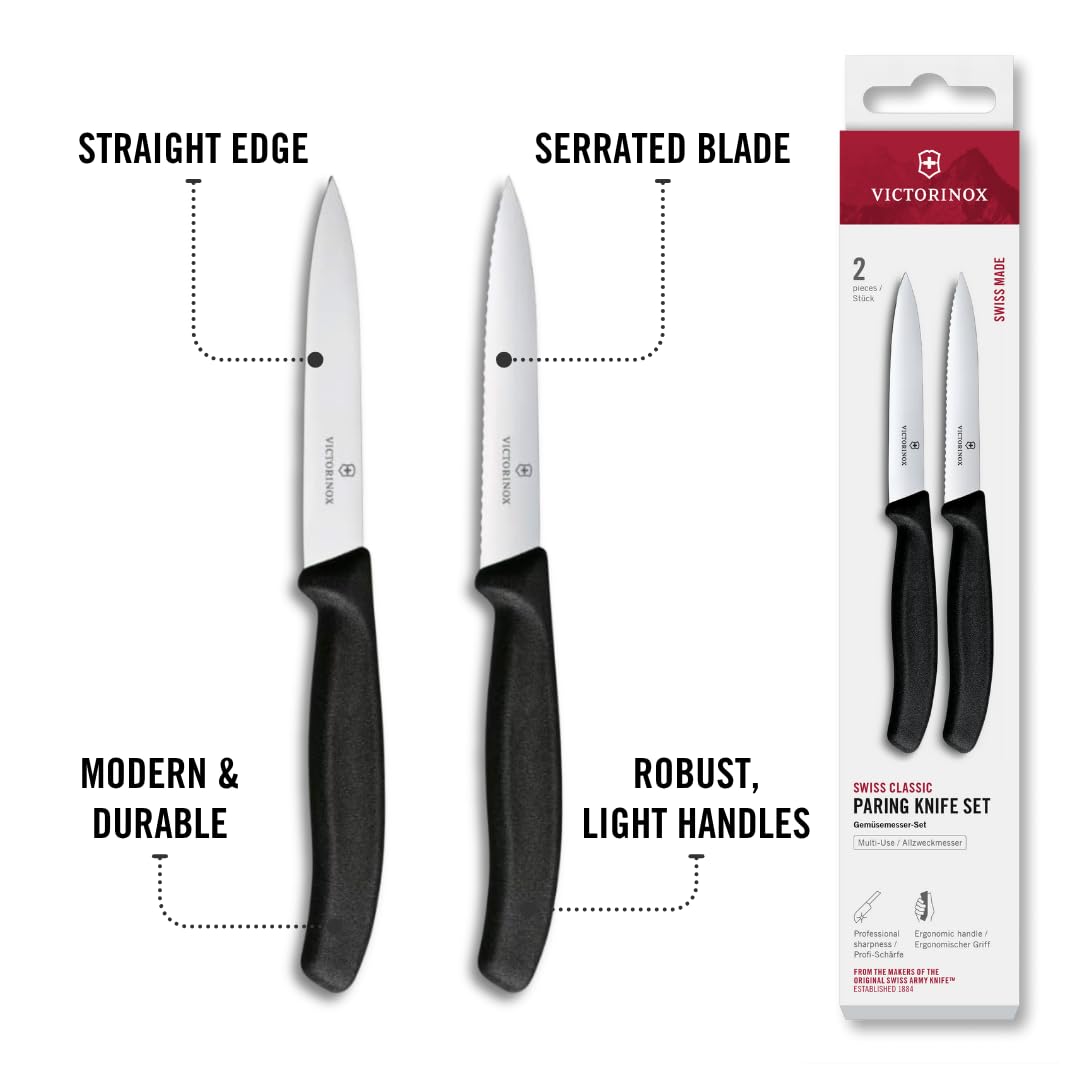 Victorinox Swiss Classic Tomato and Paring Knife Set - 2-Piece, Extra Sharp Blade, Black 5