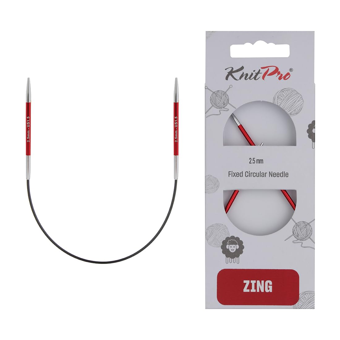 KnitPro Zing Fixed Circular Knitting Needles - 2.5mm Size | 22.5cm Length | Lightweight Aluminium 1