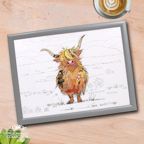 The Leonardo Collection Hamish Highland Cow Lap Tray | MDF & Cushion | 44x33x7 cm 2