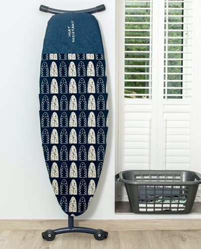 Addis Deluxe Ironing Board Cover - Heat Resistant Cotton | Fits Boards up to 135cm x 46cm | Navy/White 3