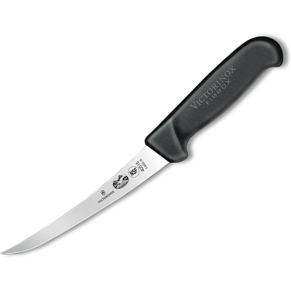 Victorinox Fibrox Narrow Curved Boning Knife - 15cm Stainless Steel Blade | Black Handle