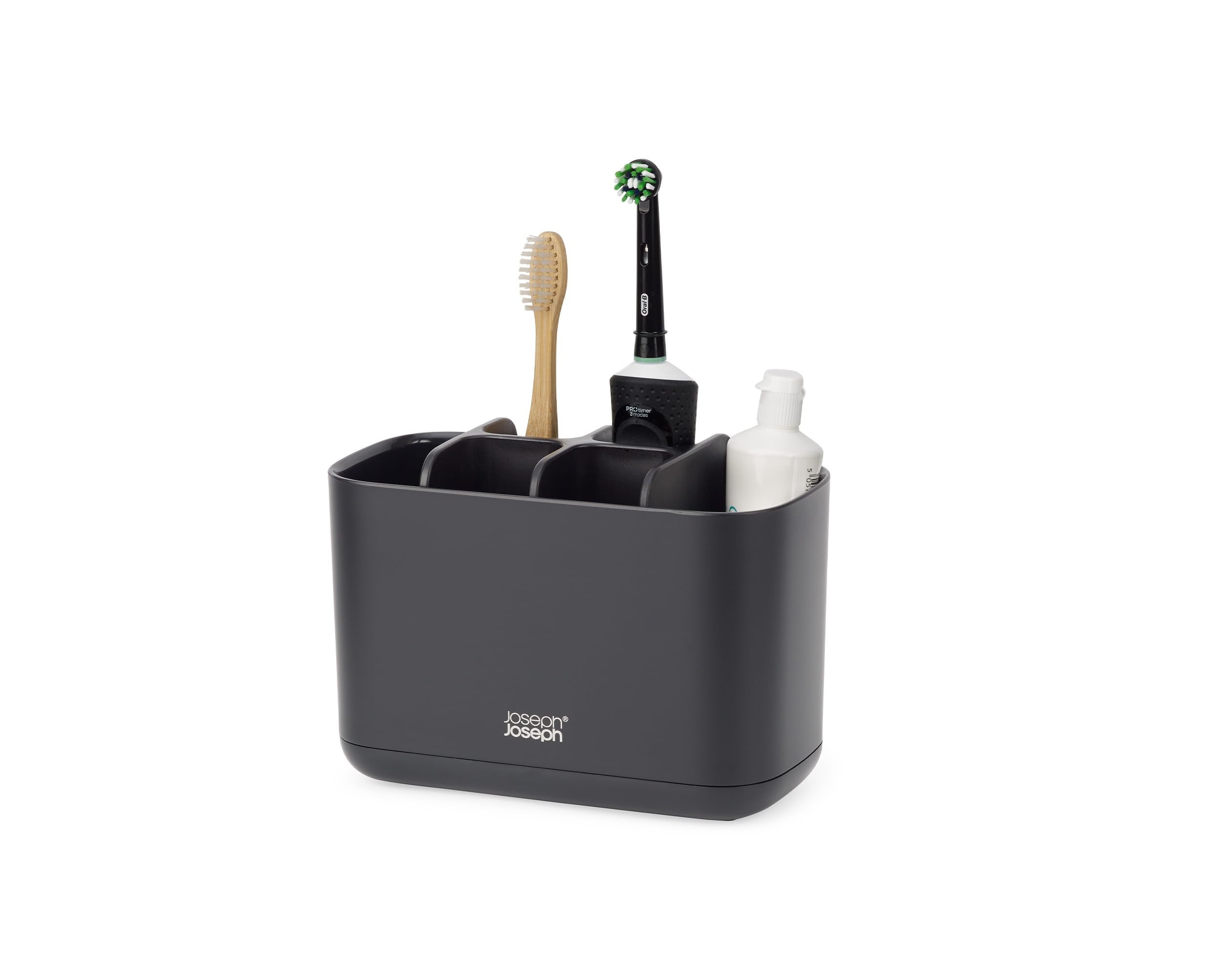 Joseph Joseph Easy-Store Toothbrush Holder Caddy | Ventilated Plastic Storage | Black 1